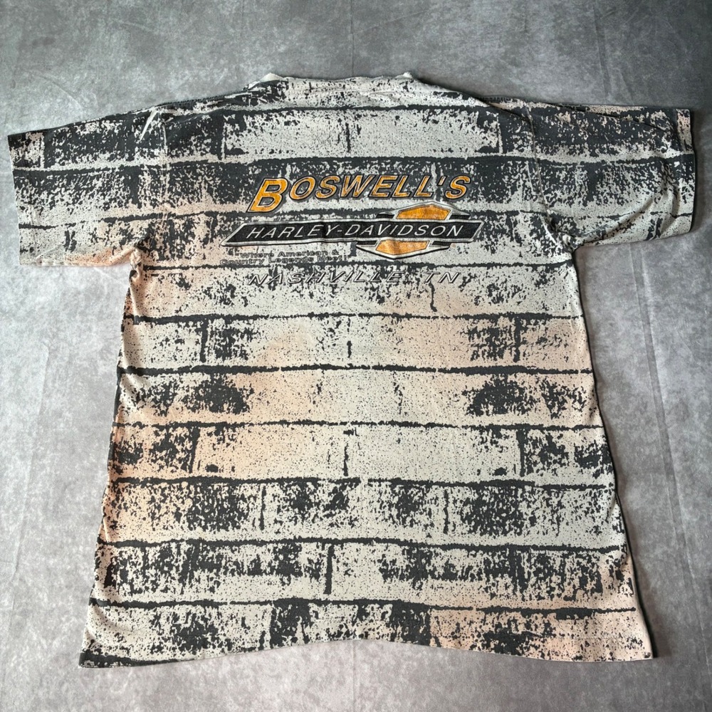 Vintage 90s Harley Davidson AOP Brick T-Shirt Nashville TN Single Stitch GRAIL - Picture 2 of 8